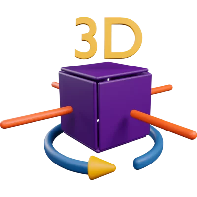 3D purple cube. Logo design web service